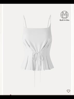 OGL White Tie-Front Peplum Tank with Built-In Bra